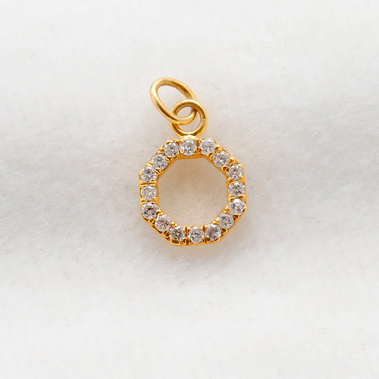 14k Solid Yellow Gold White Diamond Pendant Charm 8mm