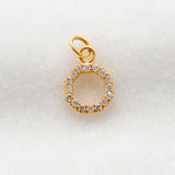 14k Solid Yellow Gold White Diamond Pendant Charm 8mm