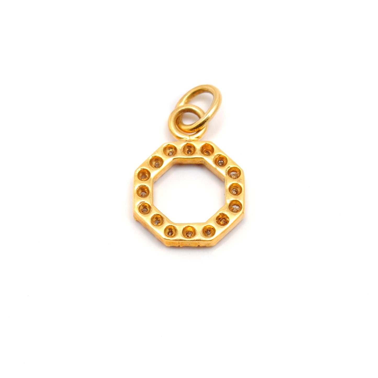 14k Solid Yellow Gold White Diamond Pendant Charm 8mm
