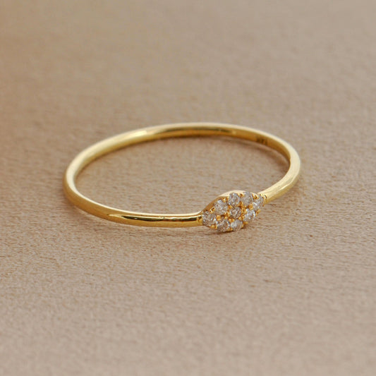 14k Yellow Gold Minimalist Natural Diamond Wedding Ring, 0.05 ct - view 3