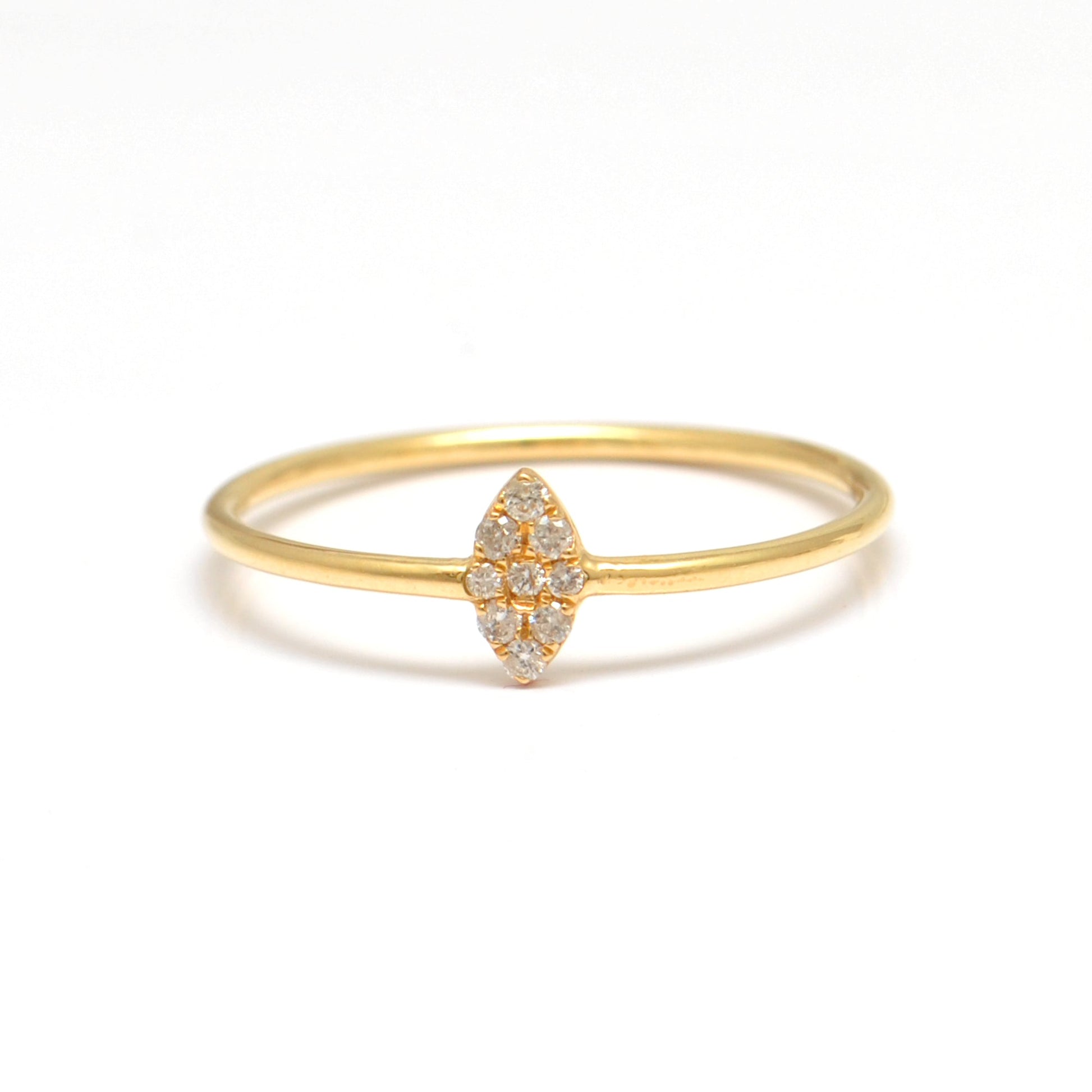 14k Solid Yellow Gold Natural Diamond Minimalist Solitaire Ring 6 US
