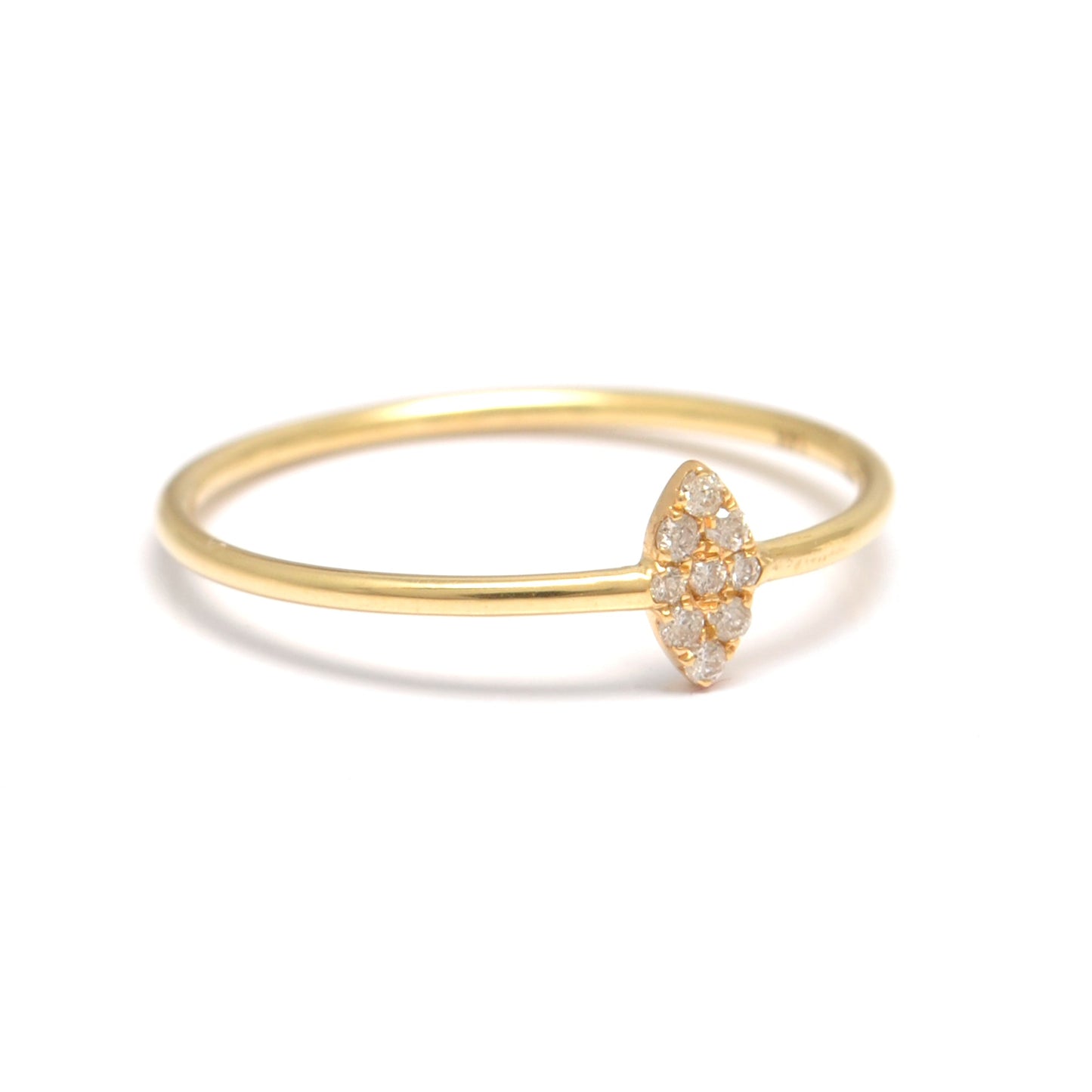 14k Solid Yellow Gold Natural Diamond Minimalist Solitaire Ring 6 US