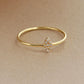 14k Solid Yellow Gold Natural Diamond Minimalist Solitaire Ring 6 US