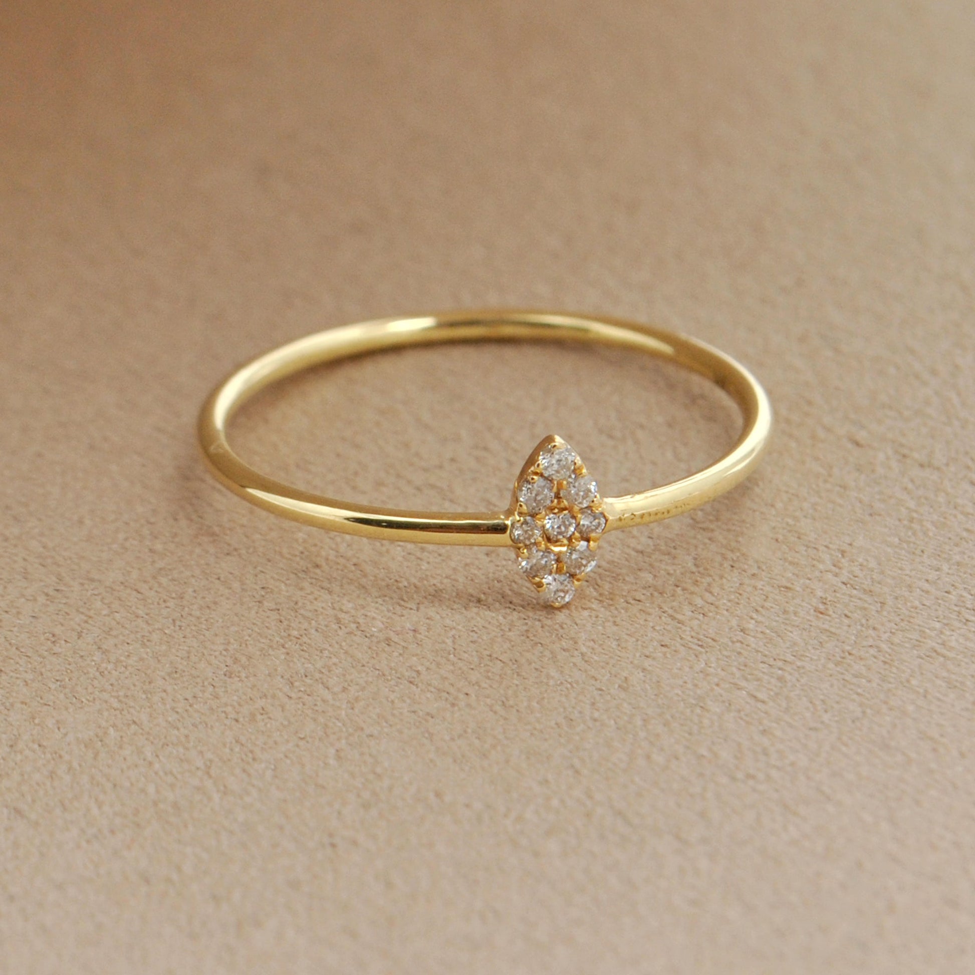 14k Solid Yellow Gold Natural Diamond Minimalist Solitaire Ring 6 US