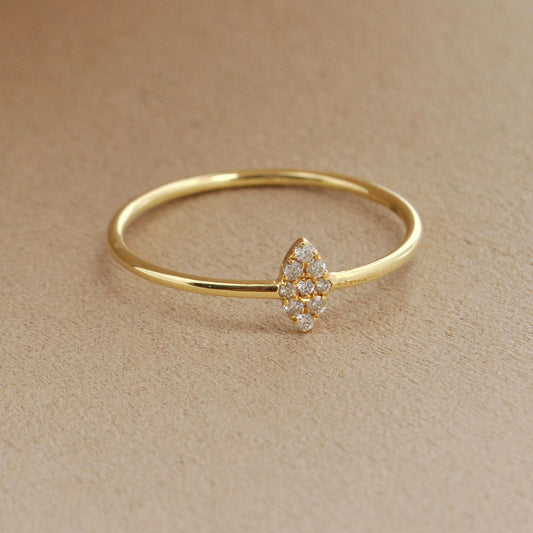 14k Solid Yellow Gold Natural Diamond Minimalist Solitaire Ring 6 US