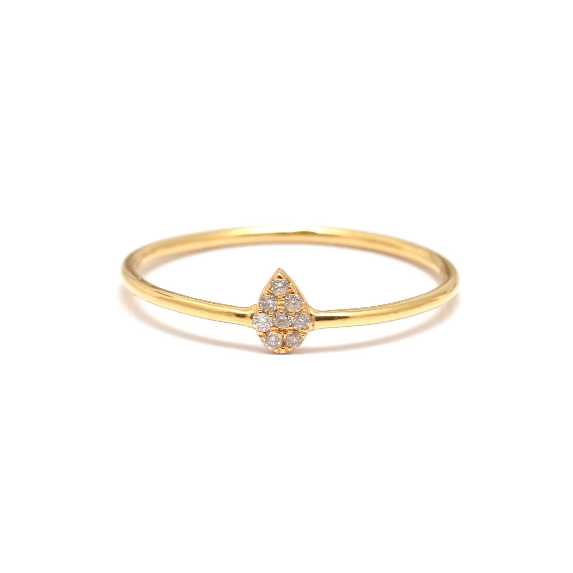 14k Solid Yellow Gold Natural Diamond Minimalist Solitaire Ring 7 US