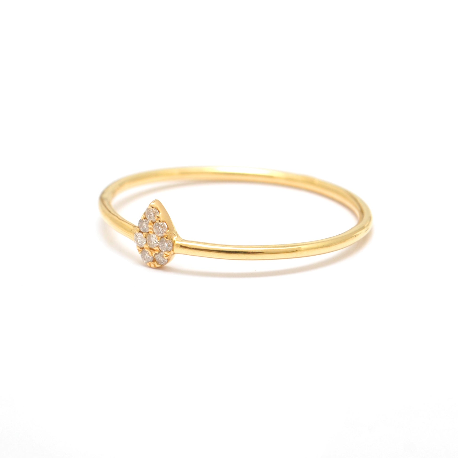 14k Solid Yellow Gold Natural Diamond Minimalist Solitaire Ring 7 US