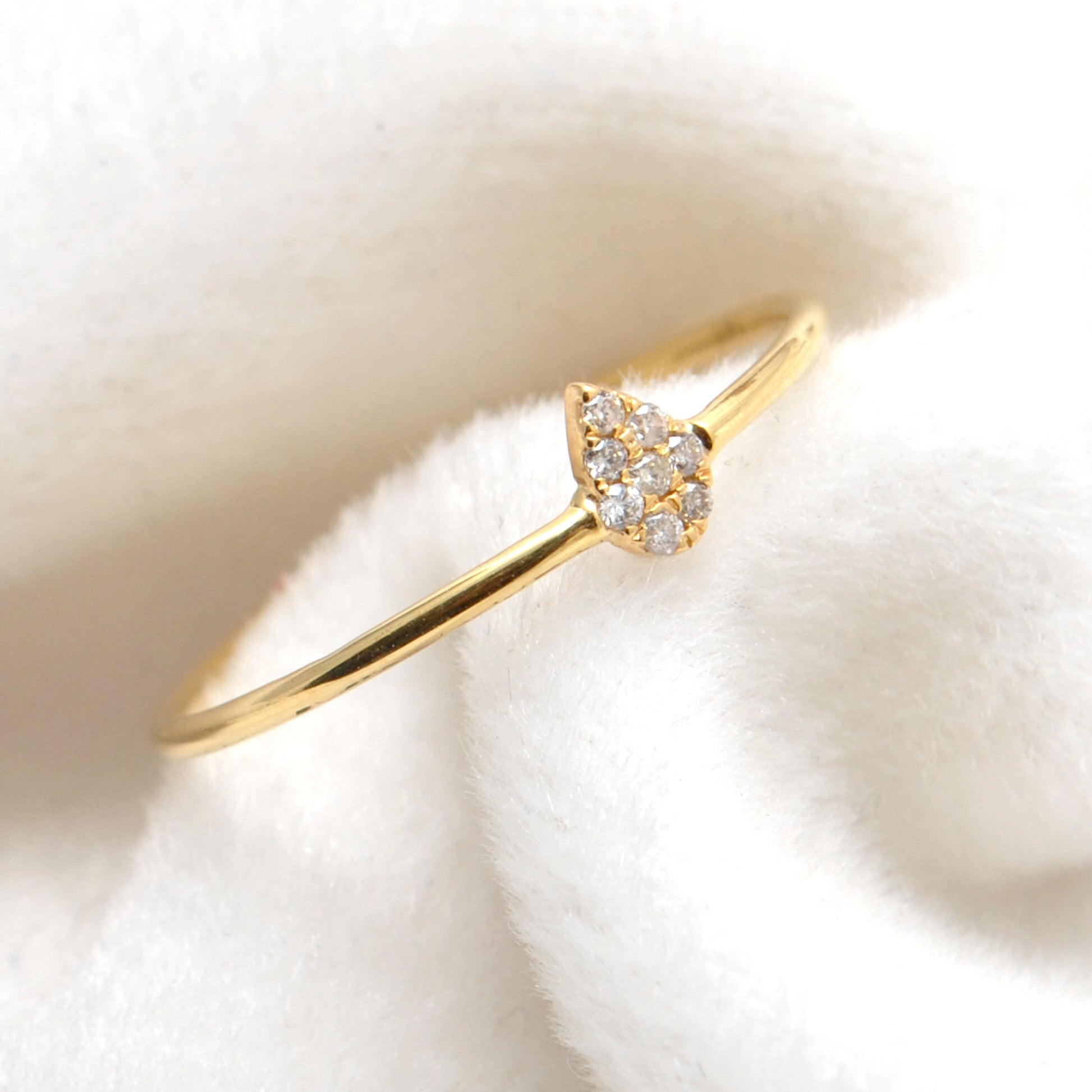 14k Solid Yellow Gold Natural Diamond Minimalist Solitaire Ring 7 US