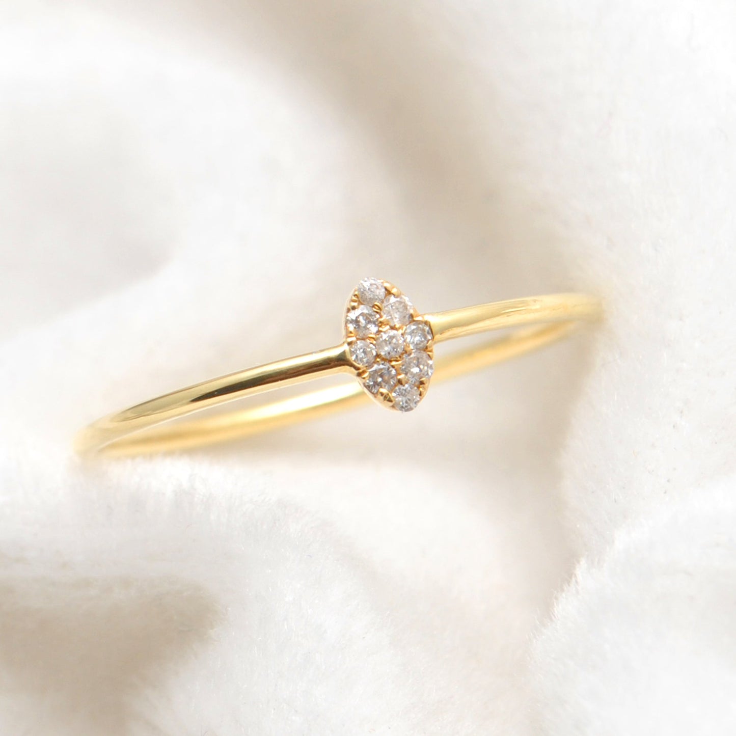14k Solid Yellow Gold Natural Diamond Minimalist Solitaire Ring 8 US