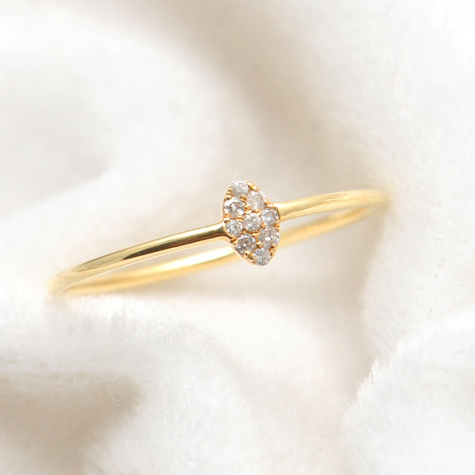 14k Solid Yellow Gold Natural Diamond Minimalist Solitaire Ring 8 US