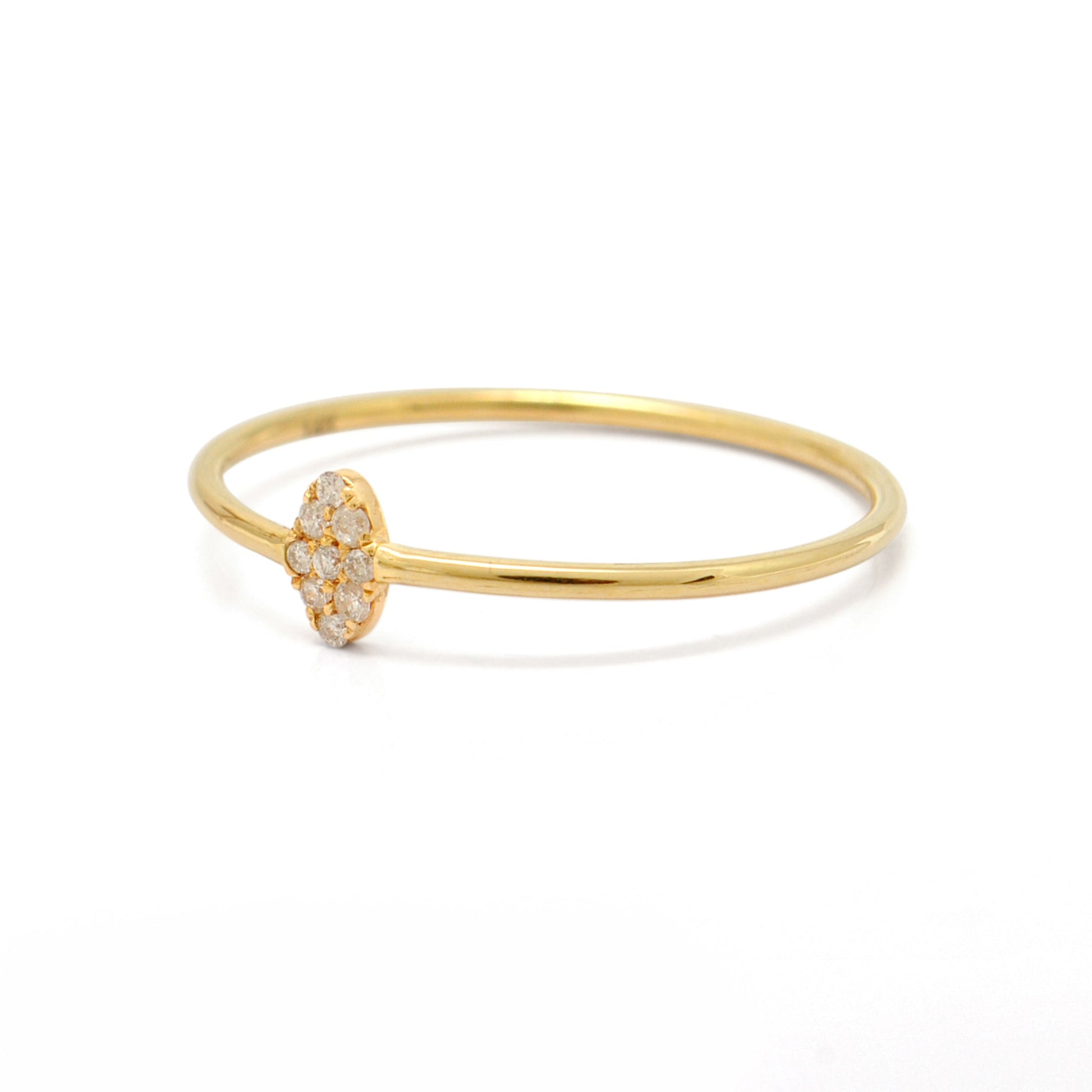 14k Solid Yellow Gold Natural Diamond Minimalist Solitaire Ring 8 US