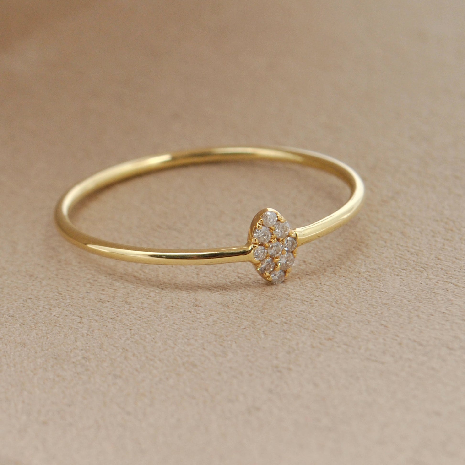 14k Solid Yellow Gold Natural Diamond Minimalist Solitaire Ring 8 US