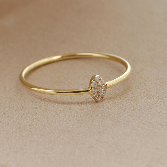 14k Solid Yellow Gold Natural Diamond Minimalist Solitaire Ring 8 US