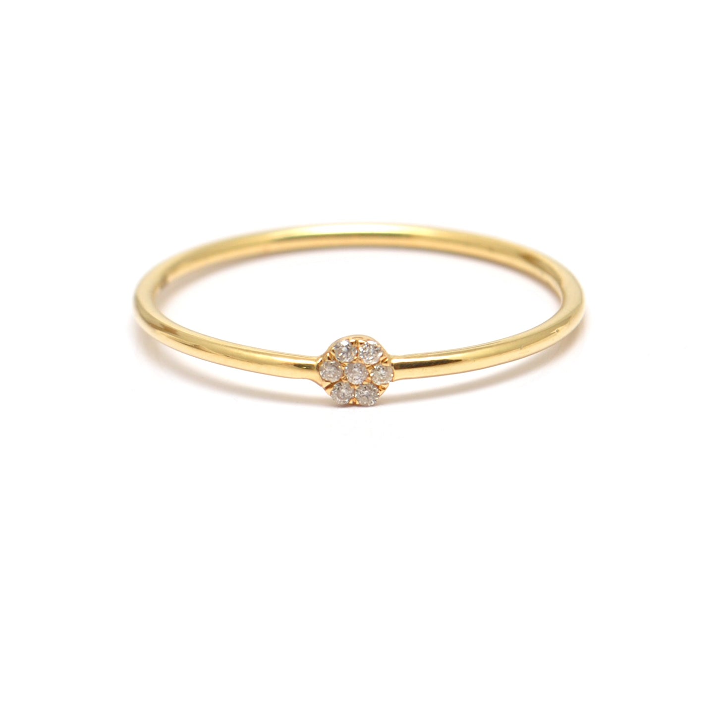 14k Solid Yellow Gold Natural Diamond Minimalist Solitaire Ring 7 US