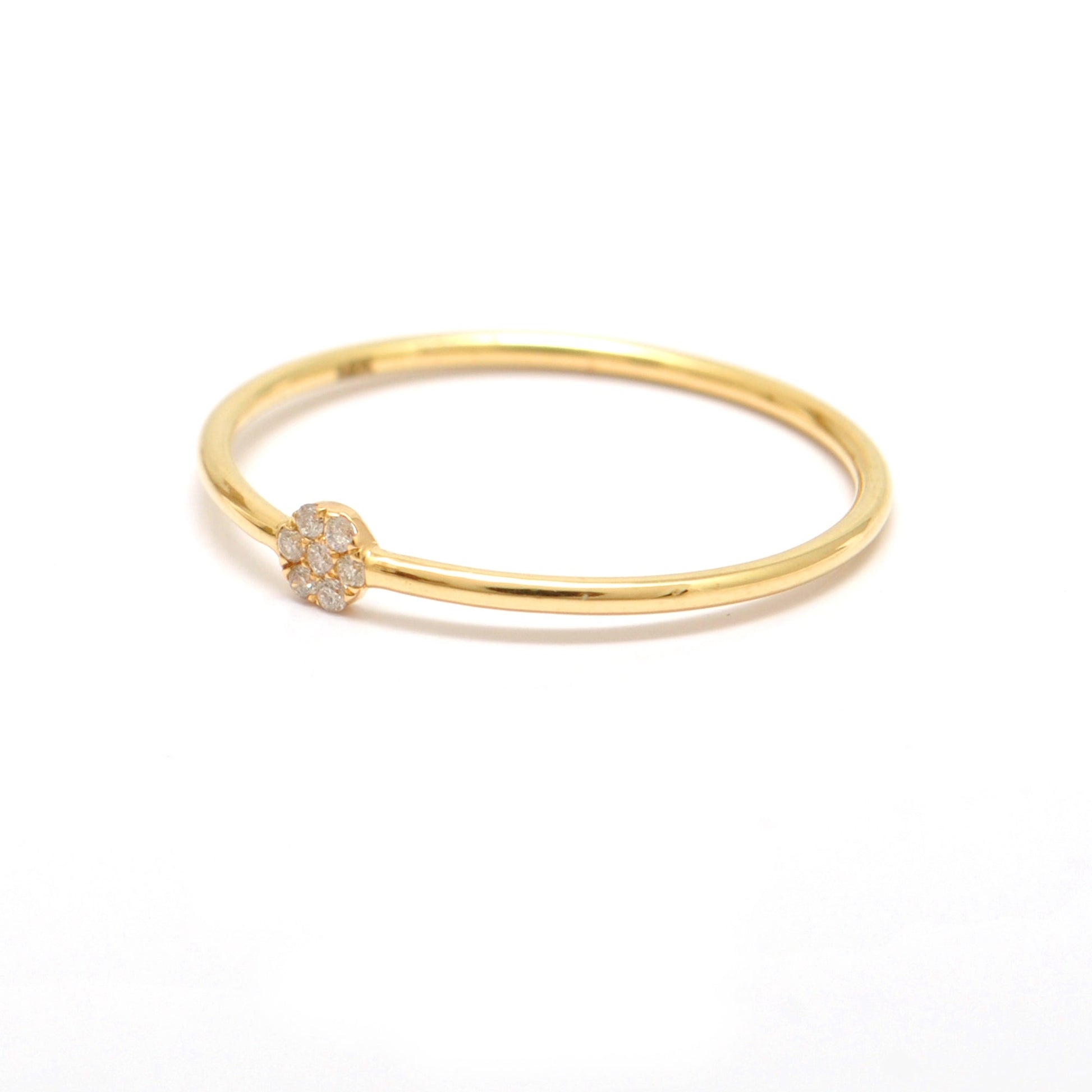 14k Solid Yellow Gold Natural Diamond Minimalist Solitaire Ring 7 US