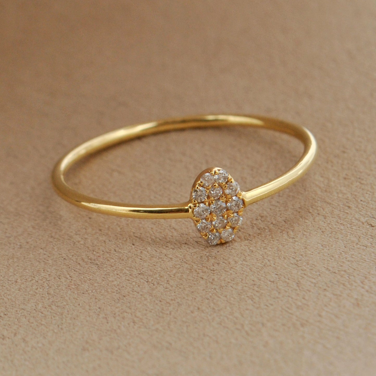 14k Solid Yellow Gold Natural Diamond Minimalist Solitaire Ring 7 US