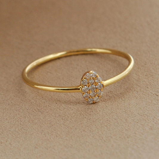 14k Solid Yellow Gold Natural Diamond Minimalist Solitaire Ring 7 US