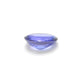 Close-up of a SAR Gems natural tanzanite gemstone, 7.65 carats, faceted oval cut, 11.5x14.5mm, showcasing violet-blue color and brilliant clarity.
