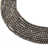 Brown Pyrite Faceted Round Gemstone Beads 3-3.5mm 12.5" Strand