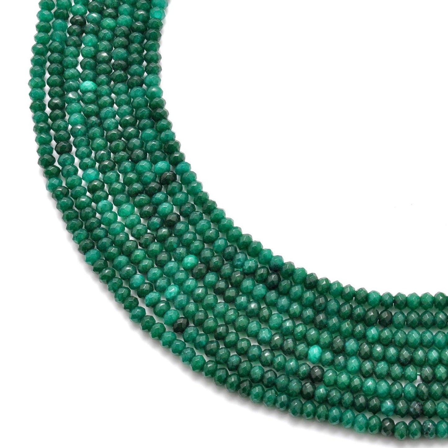 Green Quartz Faceted Rondelle Gemstone Beads 13" Strand