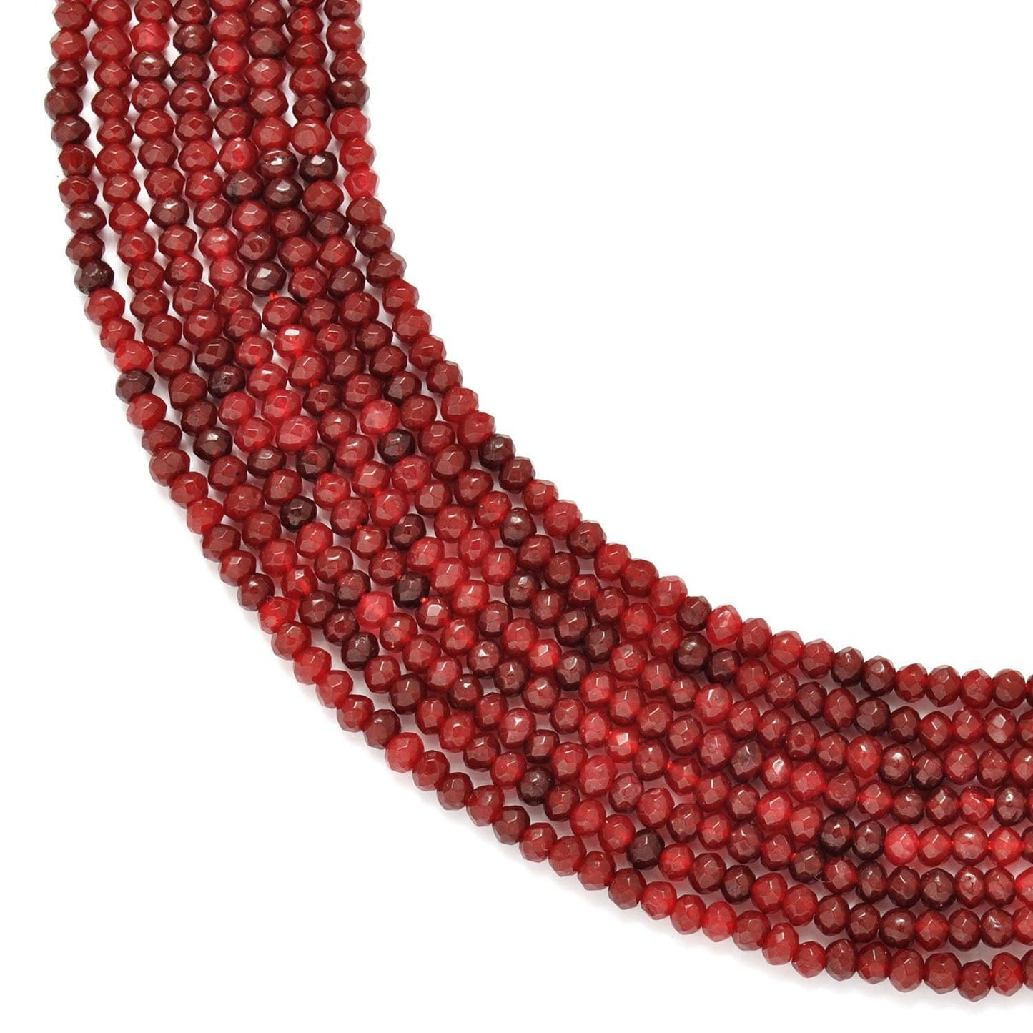 Red Ruby Faceted Rondelle Gemstone Beads 13" Strand