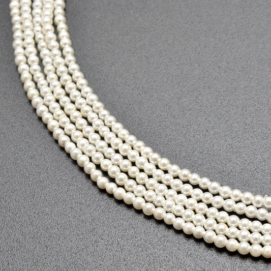 White Shell Pearl Round Gemstone Beads 16" Strand