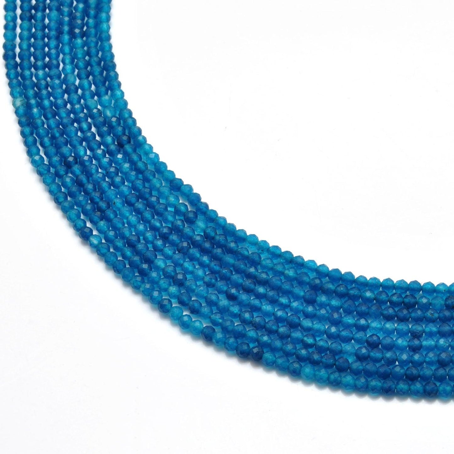 Natural Blue Apatite Faceted Round Gemstone Beads 12.5" Strand