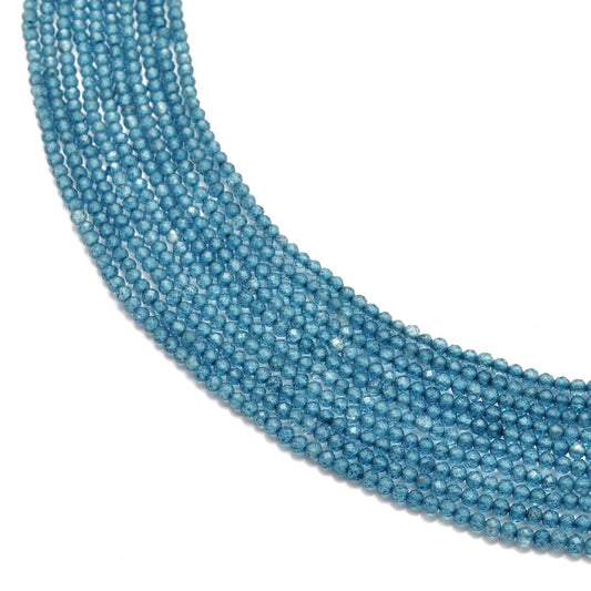 Blue Quartz Faceted Round Gemstone Beads 12.5" Strand