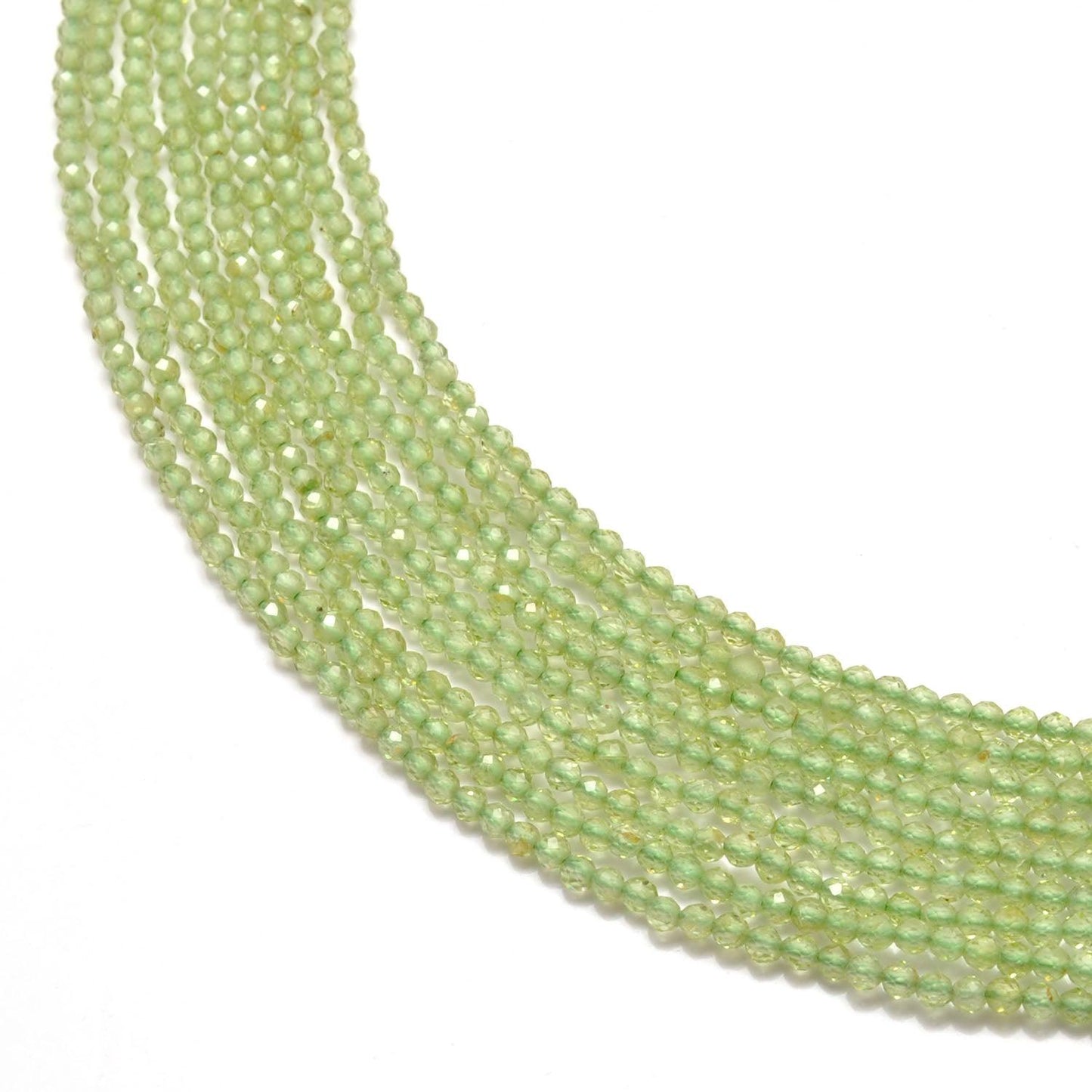 Natural Green Peridot Round Faceted Gemstone Beads 12.5" Strand