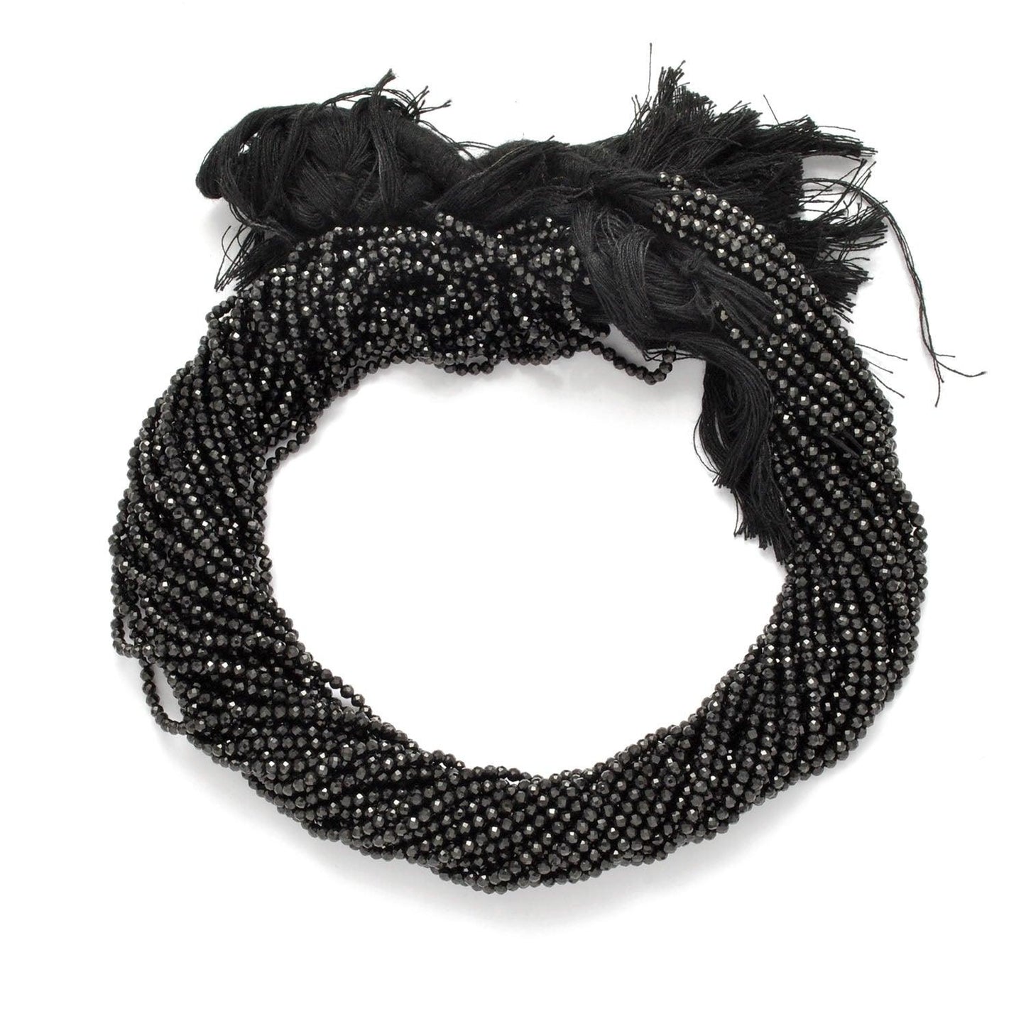 Natural Black Spinel Round Faceted Gemstone Beads