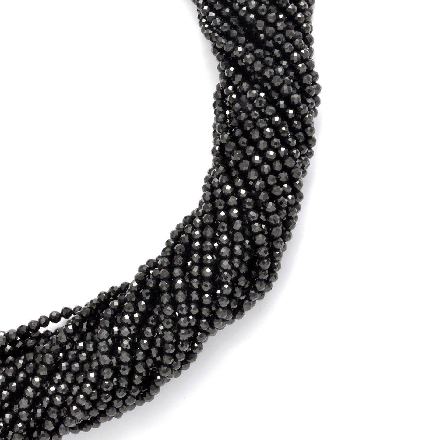 Natural Black Spinel Round Faceted Gemstone Beads