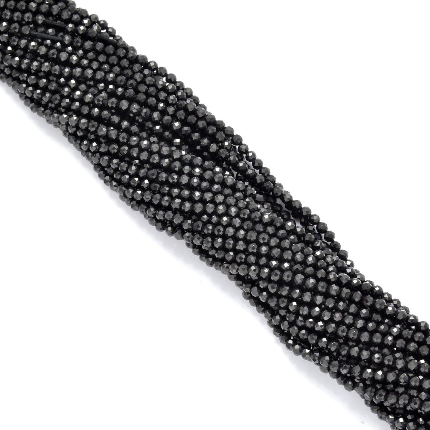 Natural Black Spinel Round Faceted Gemstone Beads