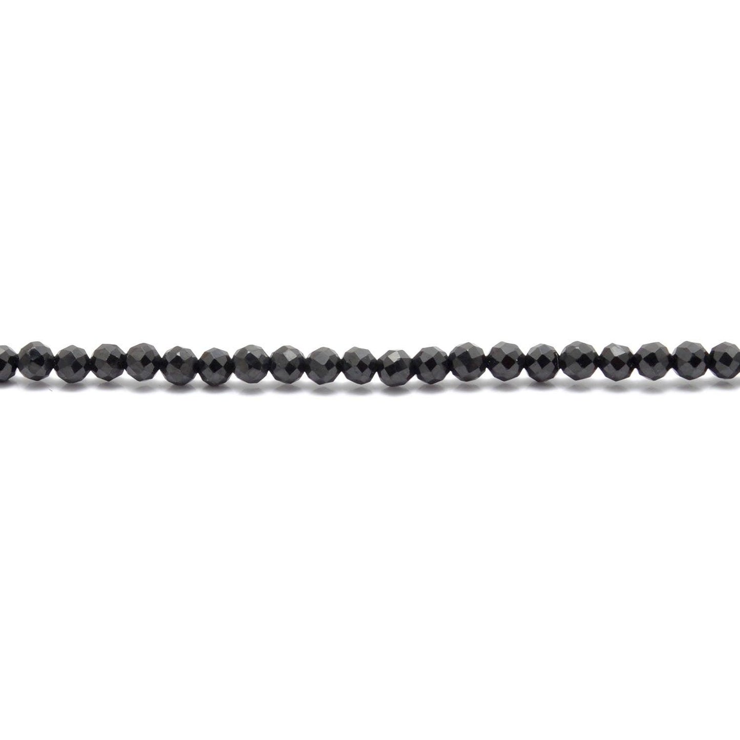 Natural Black Spinel Round Faceted Gemstone Beads