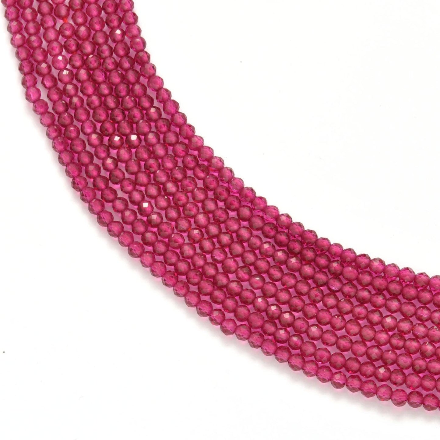 Ruby Corundum Round Faceted Gemstone Beads 13"