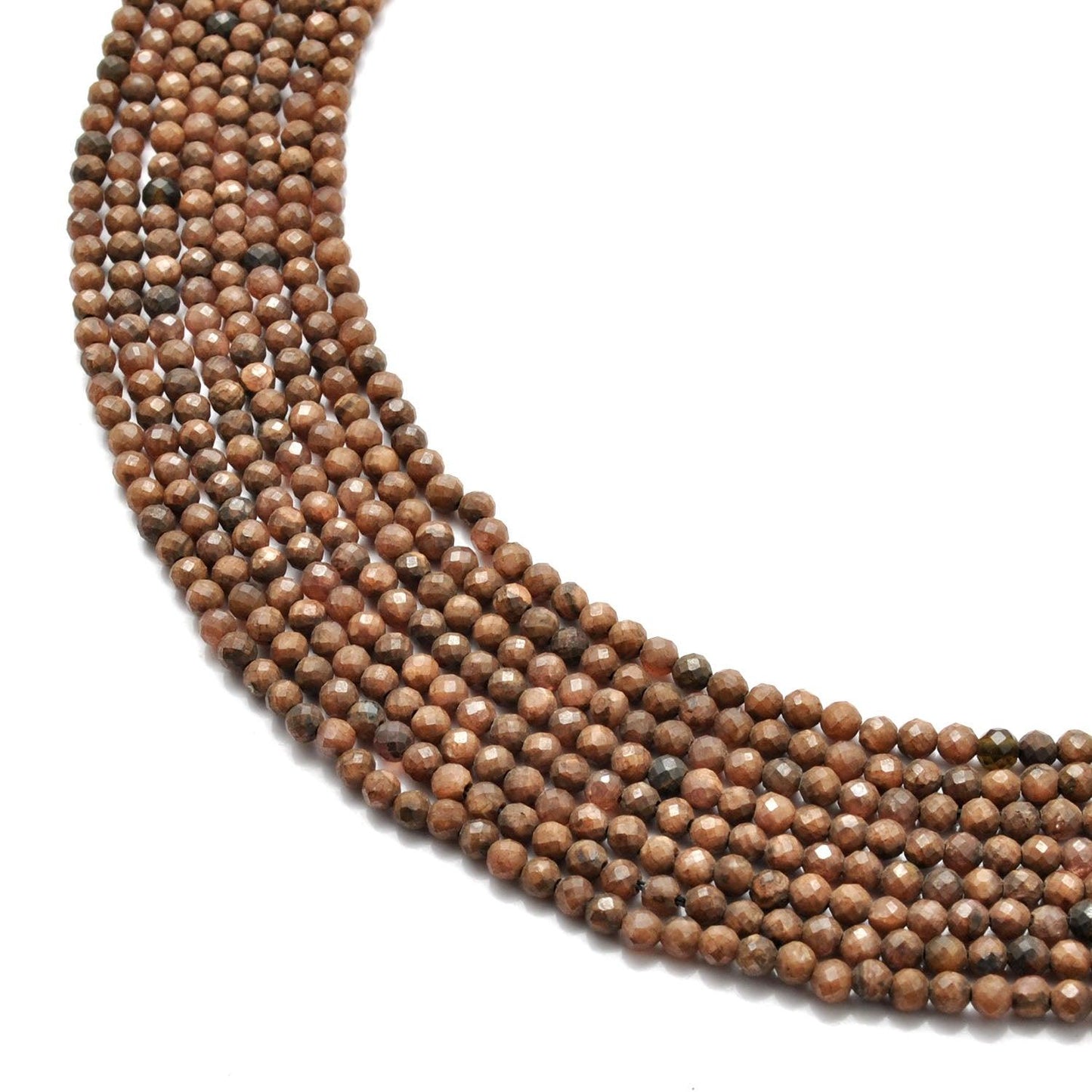 Natural Camel Jasper Round Faceted Gemstone Beads 15" Strand