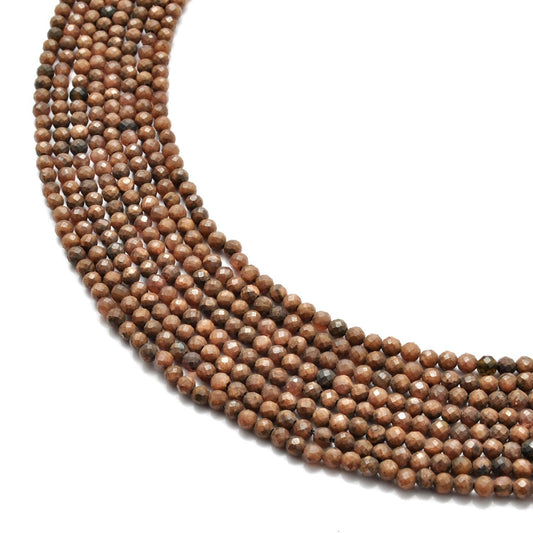 Natural Camel Jasper Round Faceted Gemstone Beads 15" Strand