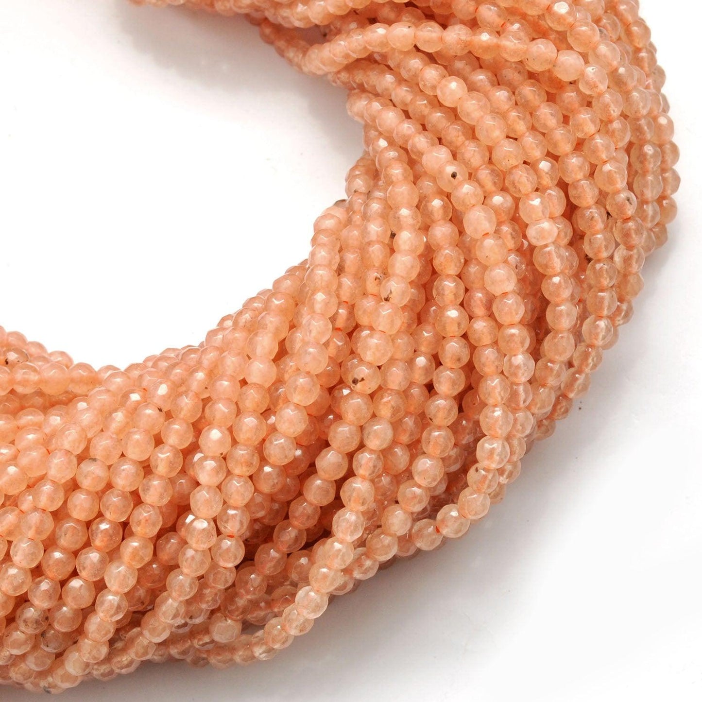 Honey Quartz Round Faceted Gemstone Beads 3-3.5mm  14"