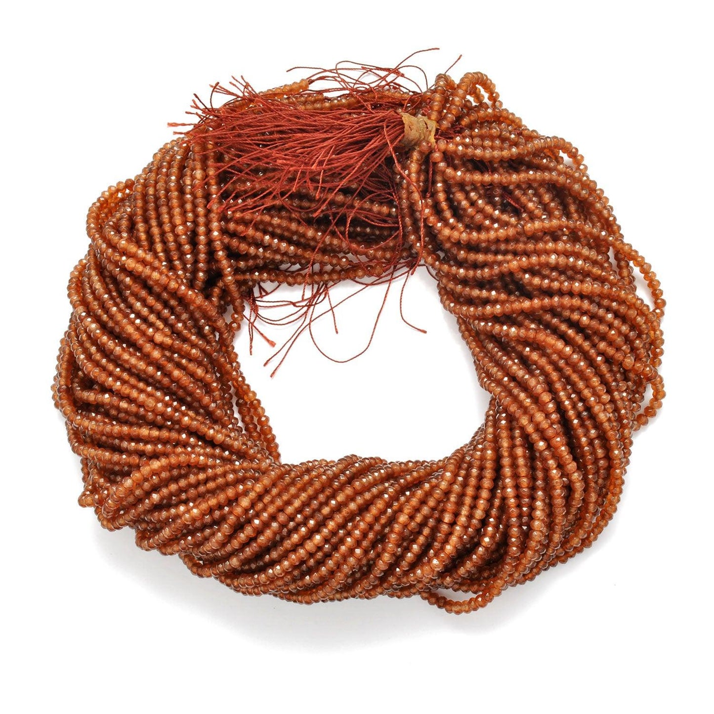 Brown Quartz Faceted Rondelle Gemstone Beads 14" Strand