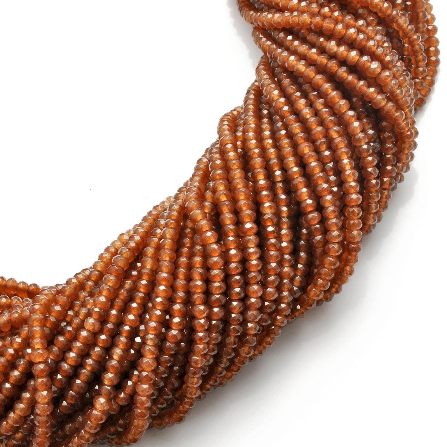 Brown Quartz Faceted Rondelle Gemstone Beads 14" Strand