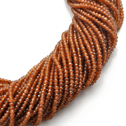 Brown Quartz Faceted Rondelle Gemstone Beads 14" Strand - view 3