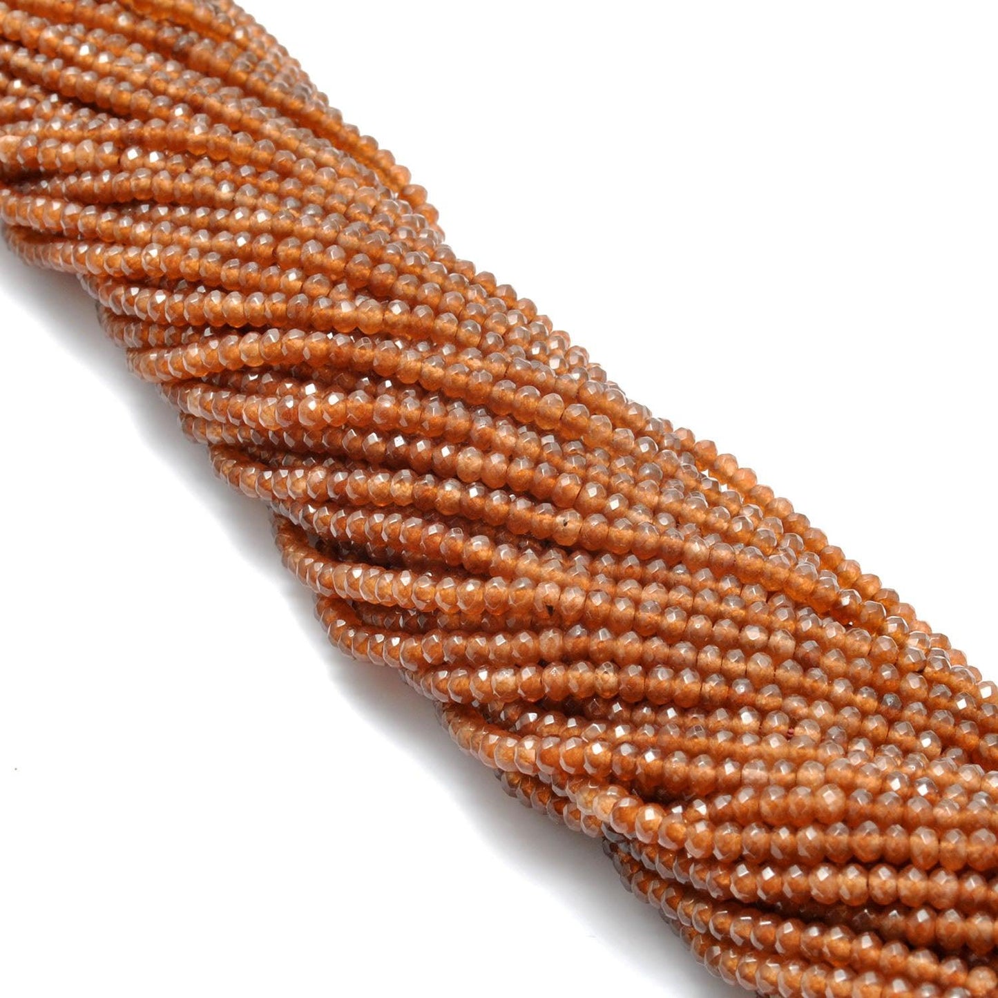 Brown Quartz Faceted Rondelle Gemstone Beads 14" Strand