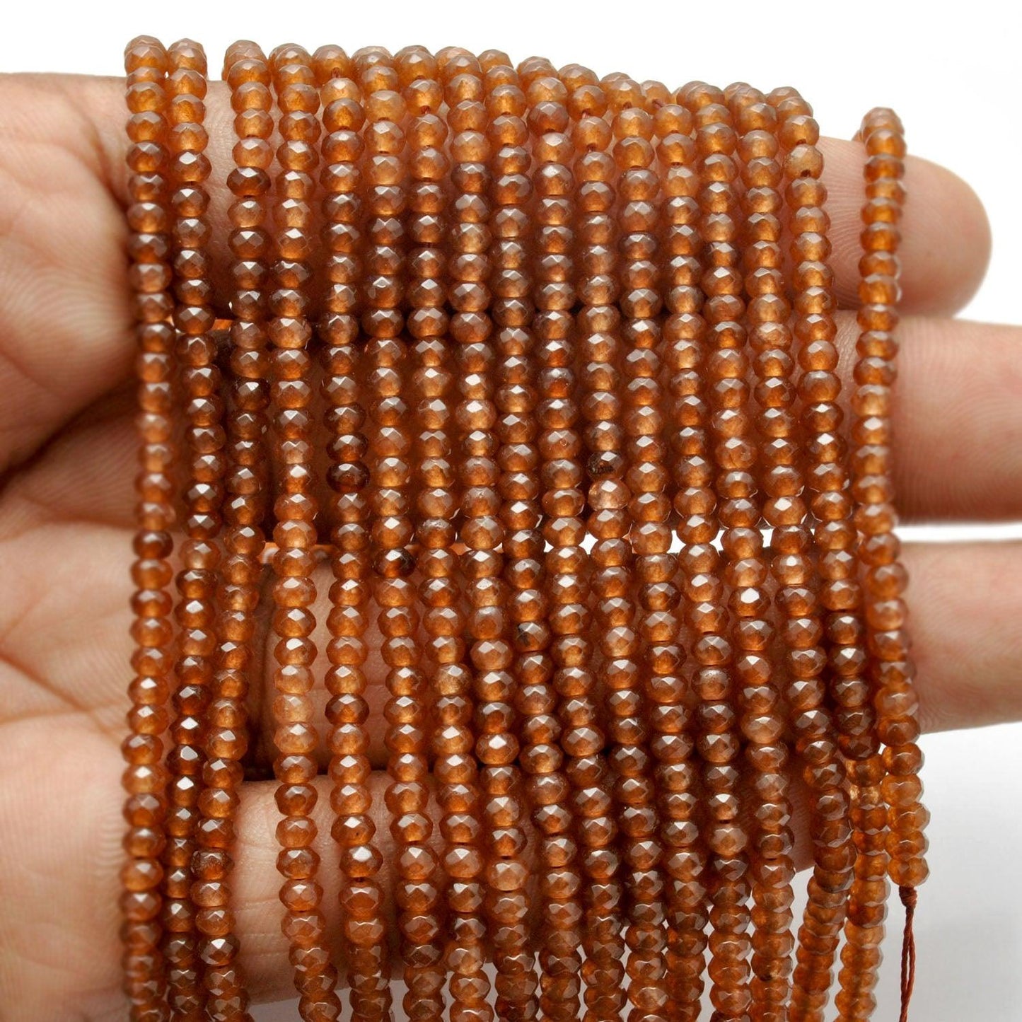 Brown Quartz Faceted Rondelle Gemstone Beads 14" Strand