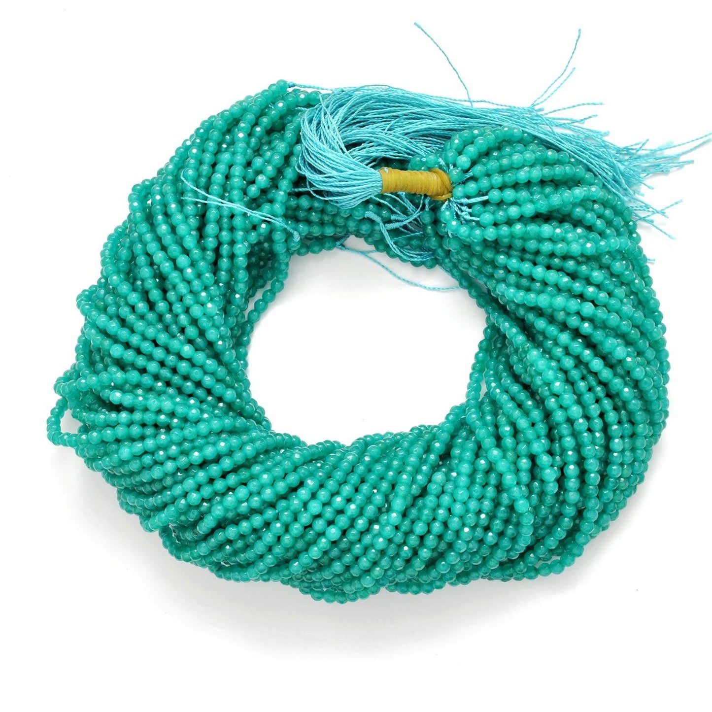 Aqua Quartz Round Faceted Gemstone Beads 14" Strand