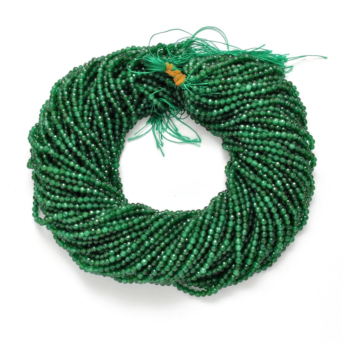 Green Quartz Faceted Round Gemstone Beads 14" Strand