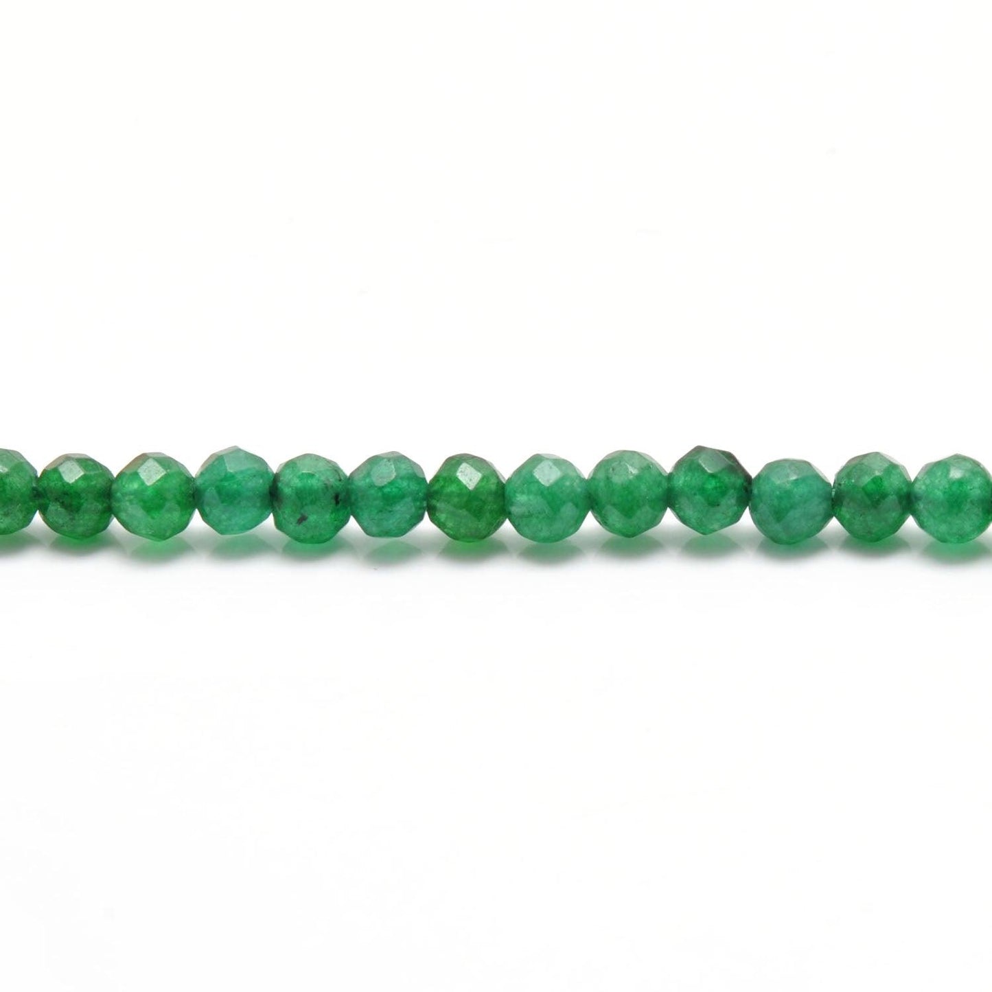 Green Quartz Faceted Round Gemstone Beads 14" Strand