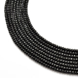 Black Onyx Rondelle Faceted Gemstone Beads 14" Strand