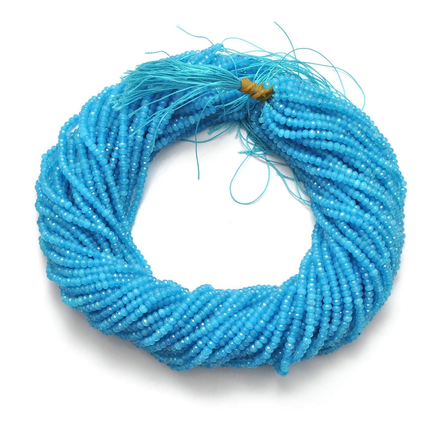 Blue Apatite Quartz Rondelle Faceted Gemstone Beads 14" Strand