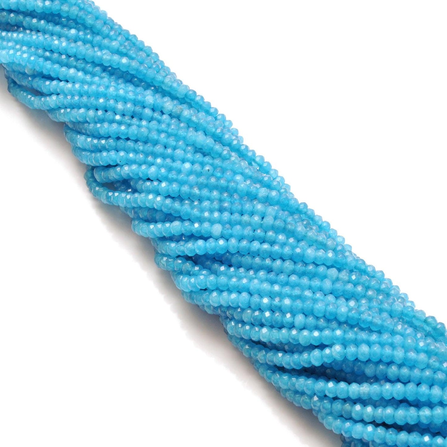 Blue Apatite Quartz Rondelle Faceted Gemstone Beads 14" Strand