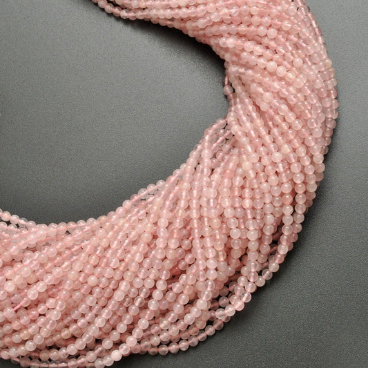 Natural Round Rose Quartz Plain Round Gemstone Beads