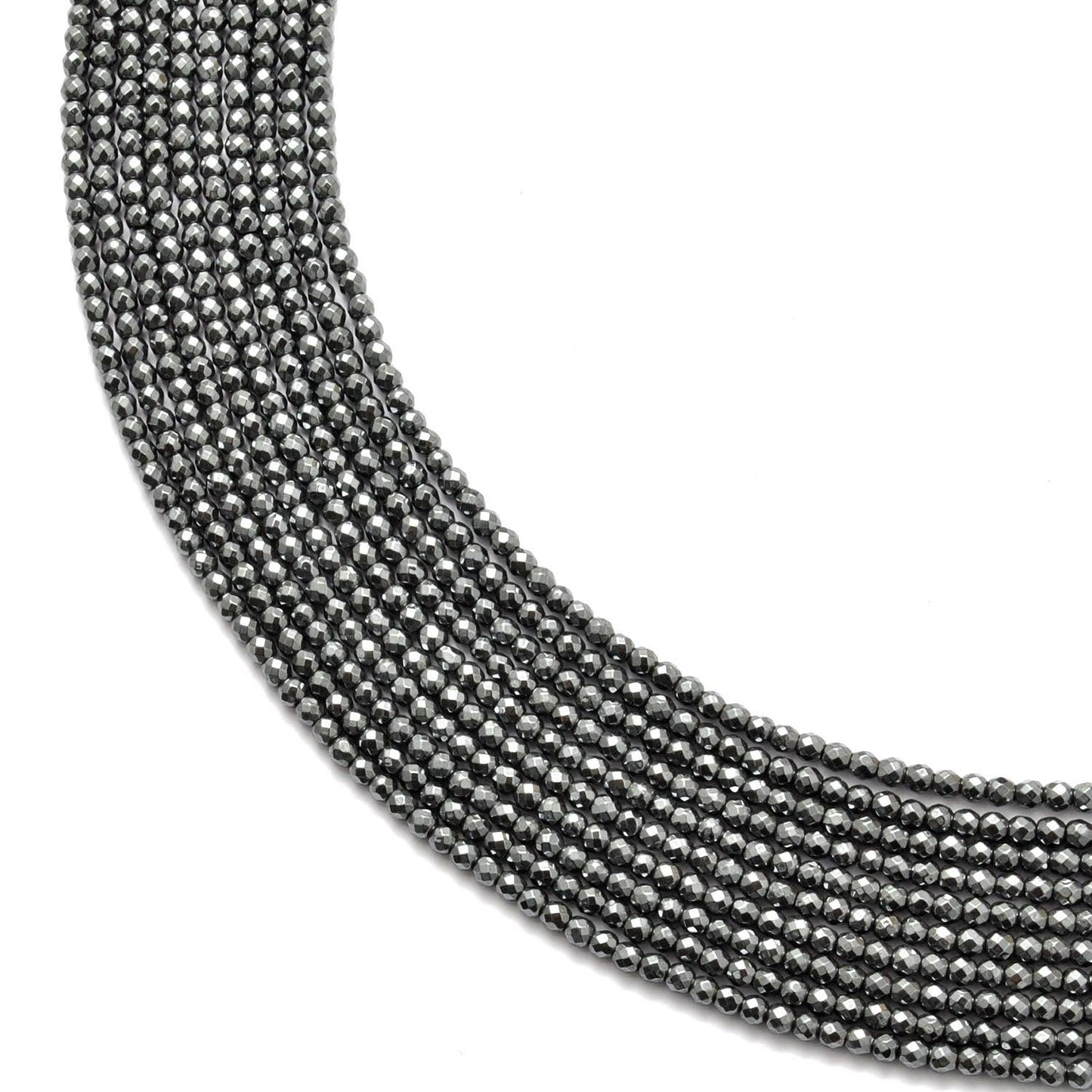 Hematite Round Faceted Gemstone Beads